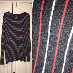 Men’s XL Long Sleeved Red Blue Striped Shirt